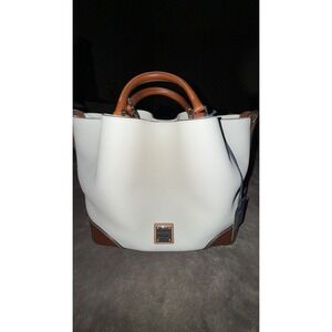 Dooney‎ & Bourke Leather Brenna Satchel Handbag, Bone and Brown NWT